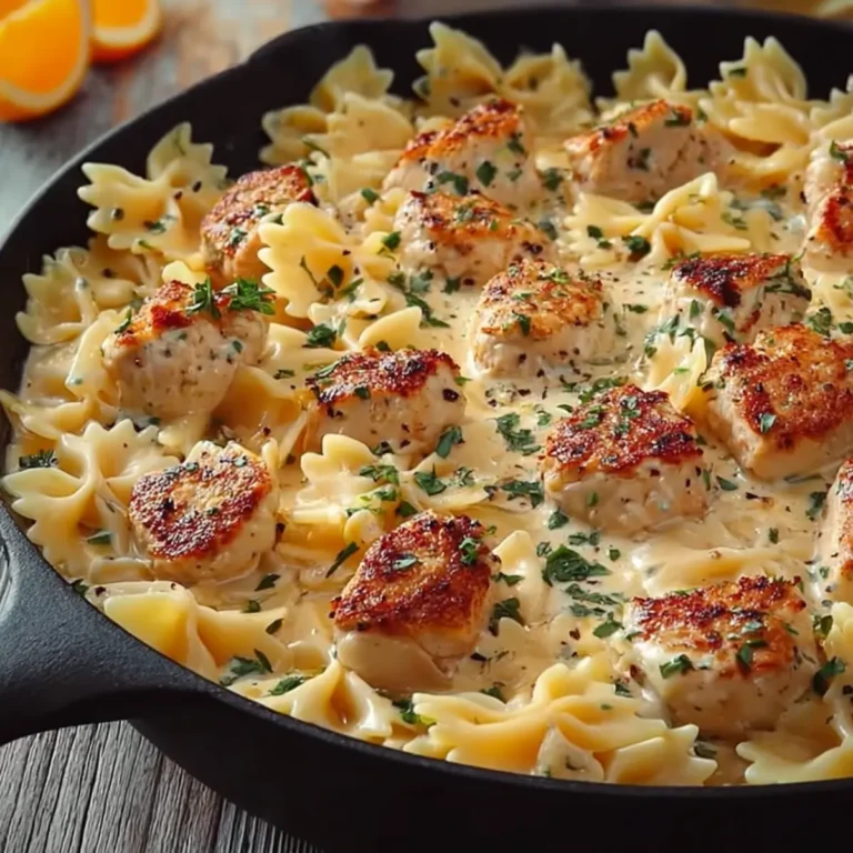 Cremige Hähnchen Farfalle Pfanne