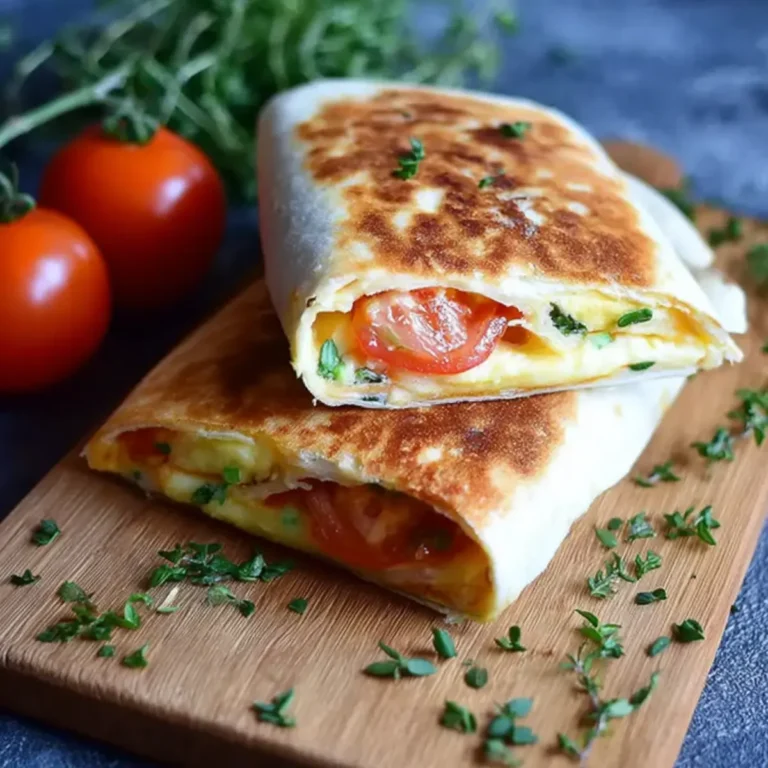 Frühstückswrap mit Ei Käse und Tomaten