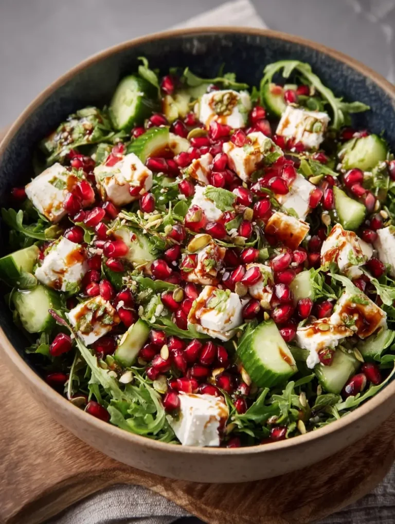 Keto Granatapfel Feta Salat mit Gurke