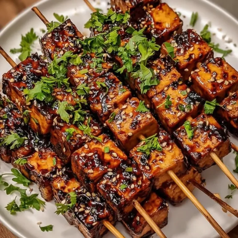 Knoblauch Soja Glasierte Tofu Spieße