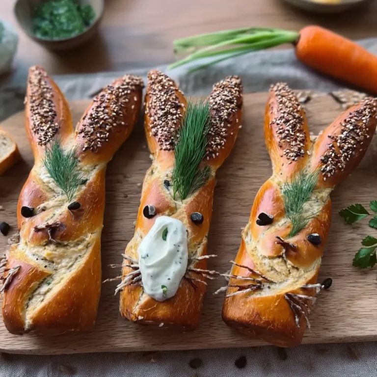 Laugenstangen Hasen mit Karotten Creme