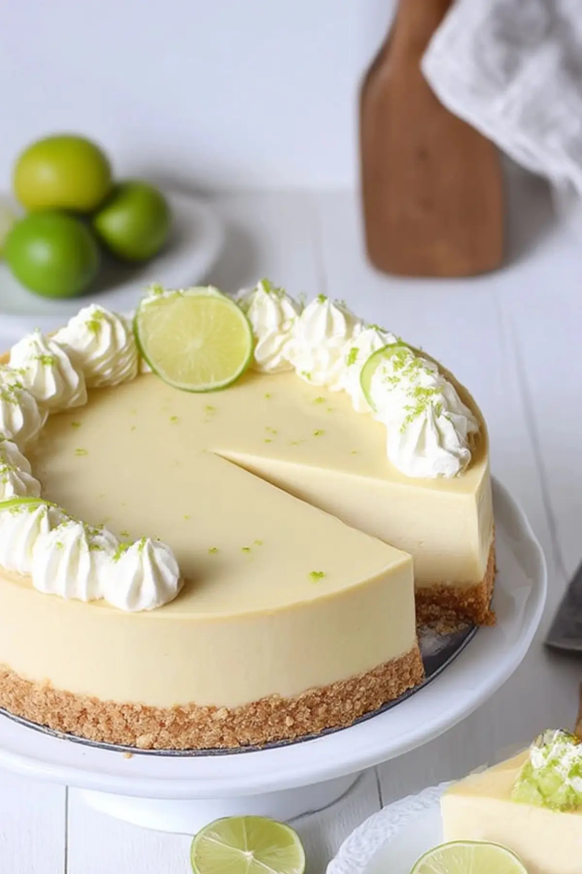 Limettenkäsekuchen mit weißer Schokolade