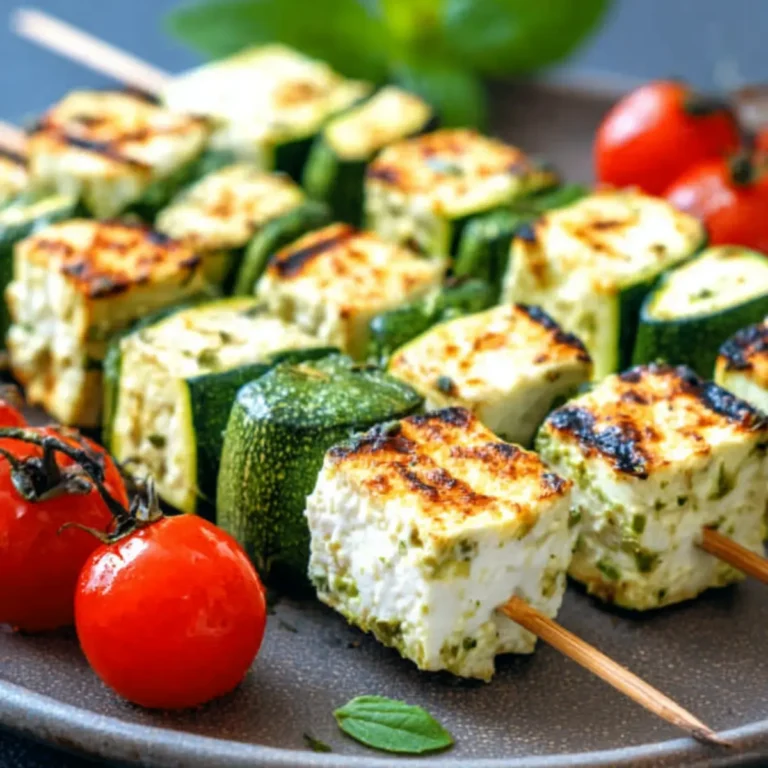 Low Carb Feta Spieße im Zucchini Mantel