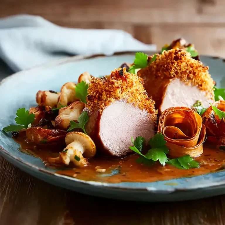 Möhrenkruste auf saftigen Medaillons