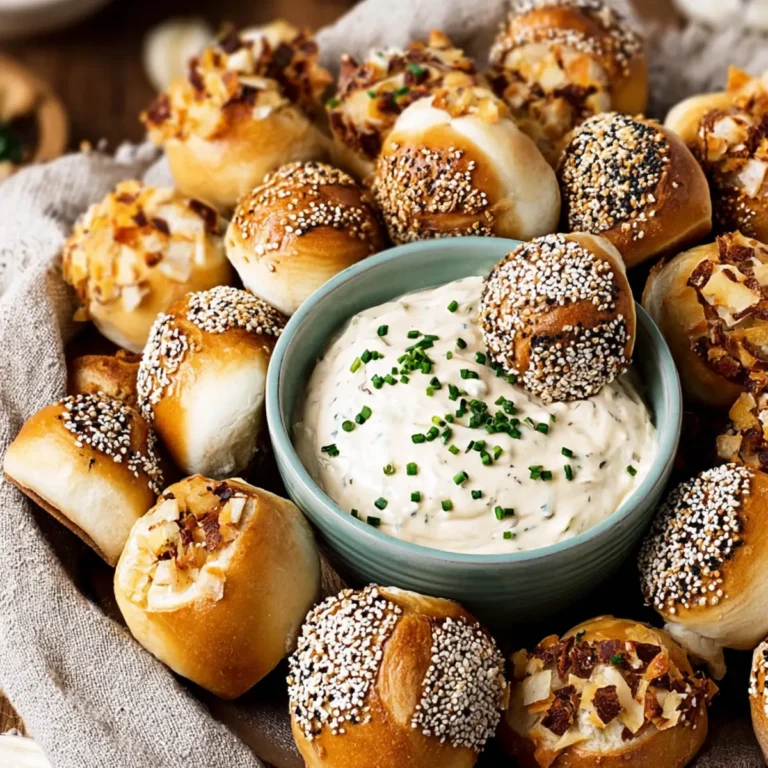 Mini Laugenkonfekt mit Zwiebel Dip