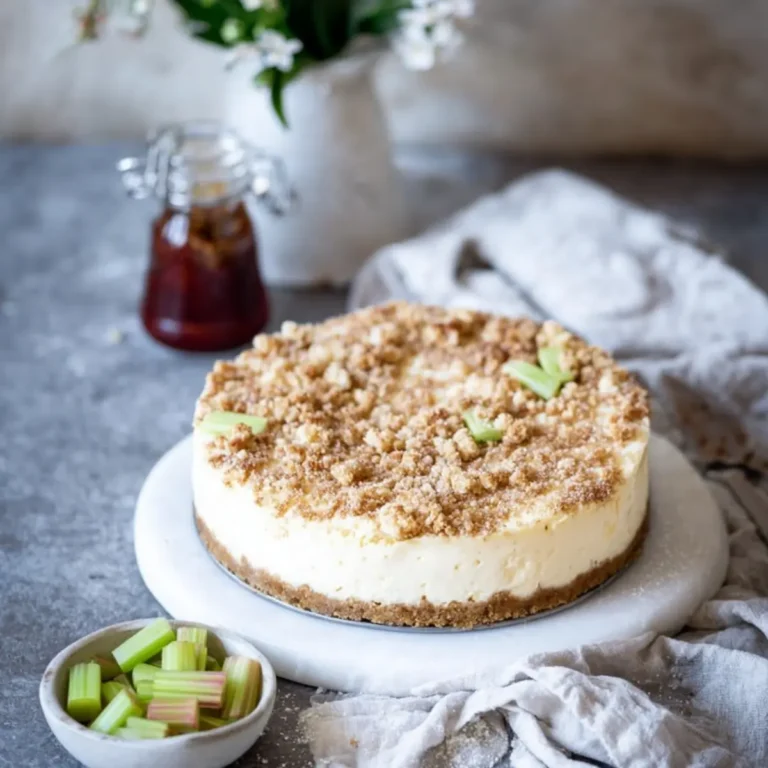 Rhabarber Cheesecake mit Streuseln