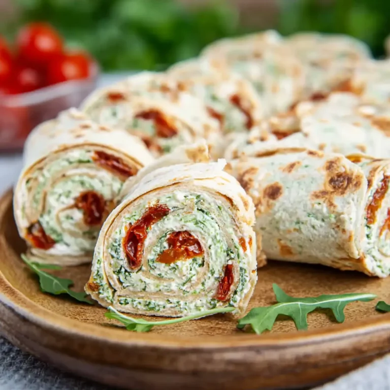 Vegetarische Wrap Röllchen mit Rucola und Tomaten