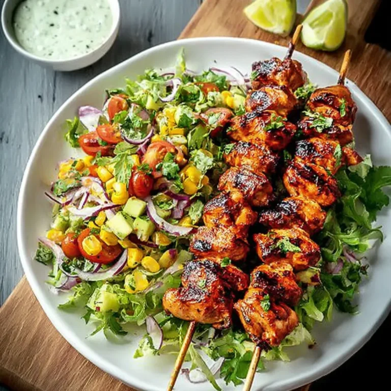 BBQ Hähnchenspieß Salat