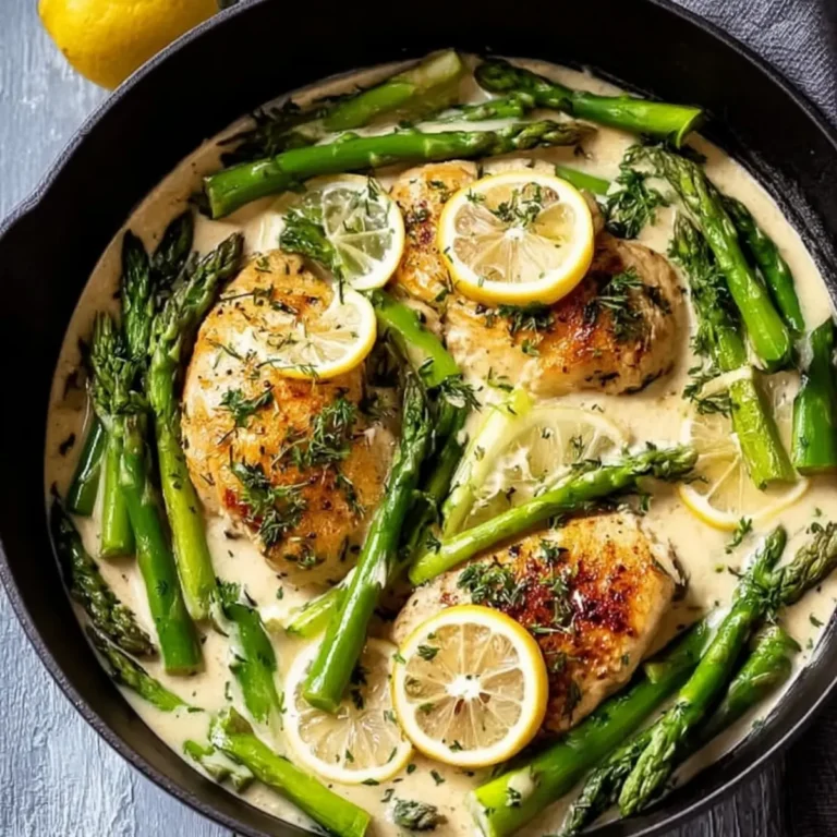 Cremiges Zitronenhähnchen mit Spargel