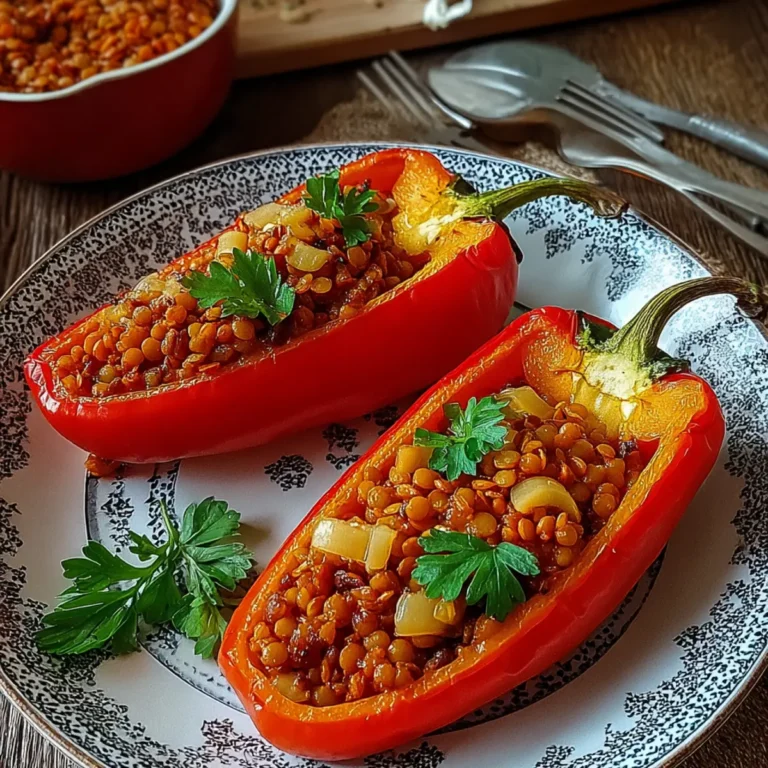 Gefüllte Spitzpaprika mit roten Linsen