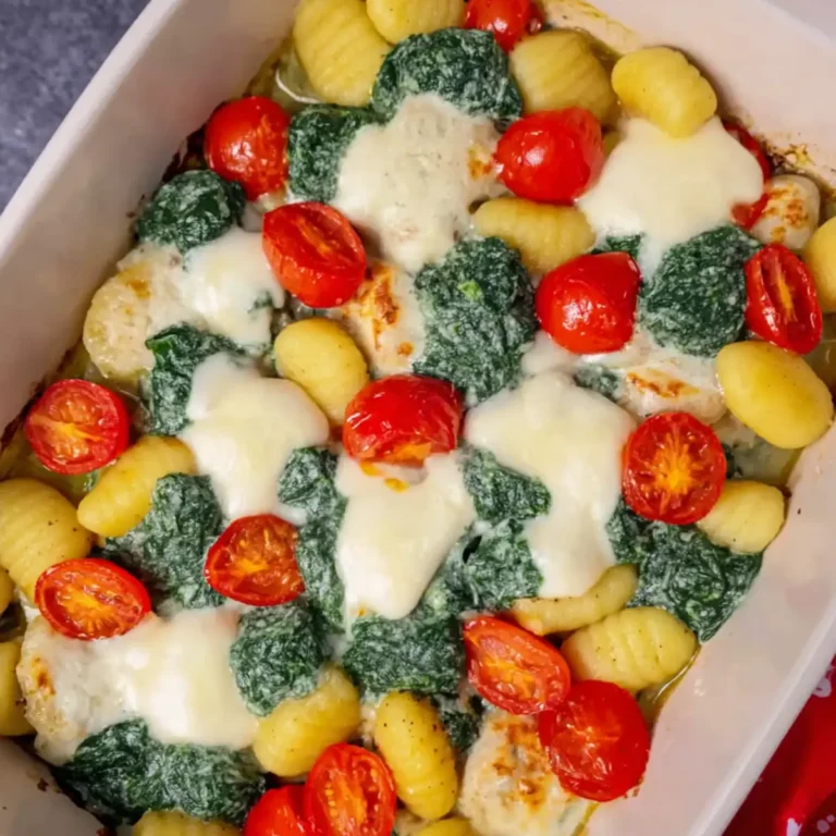 Gnocchi Auflauf mit Spinat, Tomate und Mozzarella