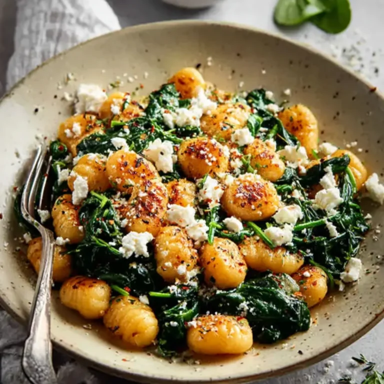 Knusprige Gnocchi mit Spinat und Feta