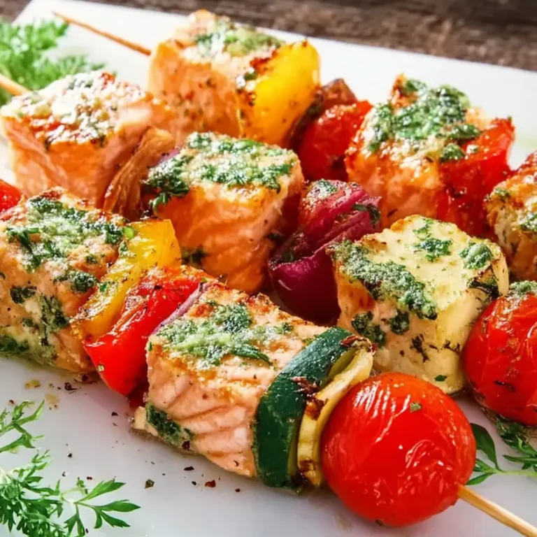 Lachs Spieße mit Gemüse