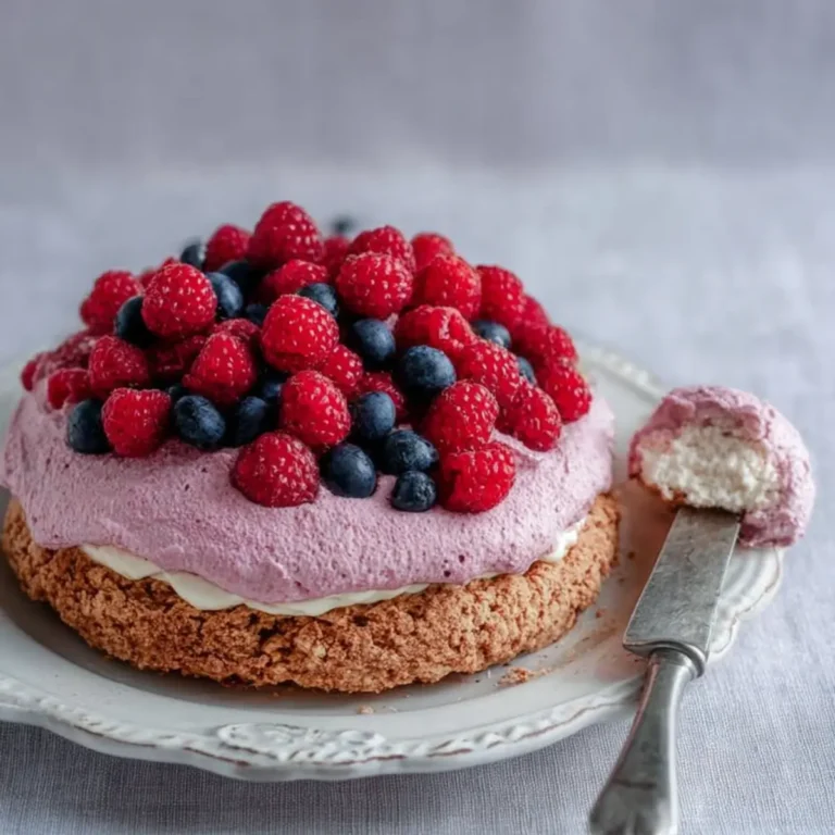 Mandelboden mit Himbeerschaum