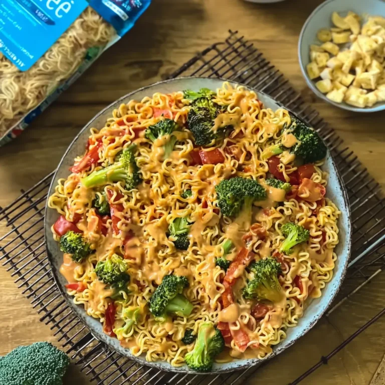 Mie Nudeln mit Erdnusssauce und Gemüse