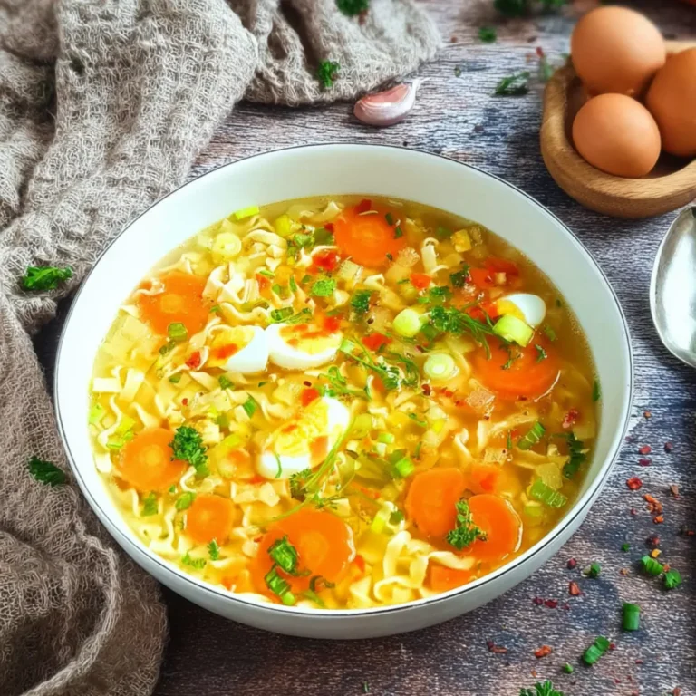 Nudelsuppe mit Möhre und Ei