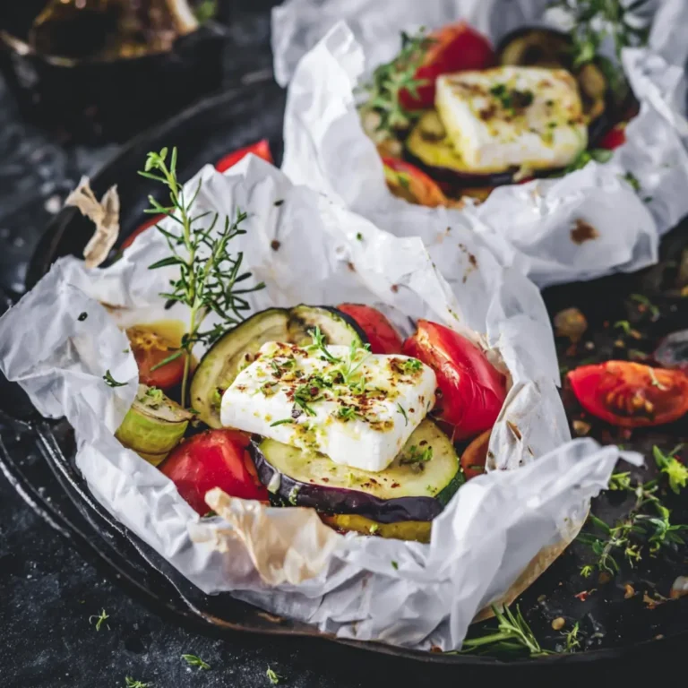 Ratatouille Päckchen vom Grill mit Feta