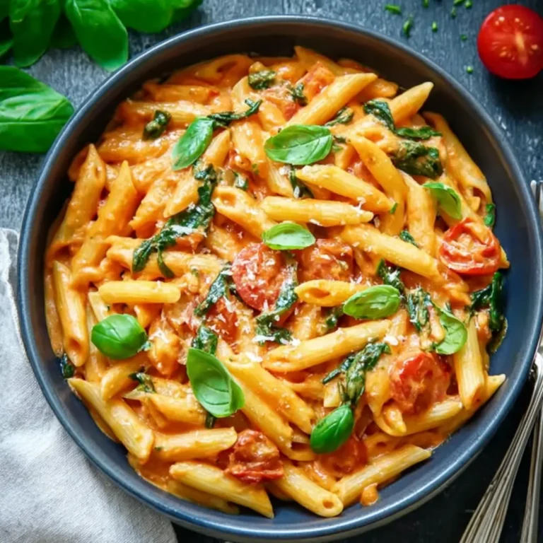 Vegane Ein Topf Pasta mit cremiger Tomatensoße