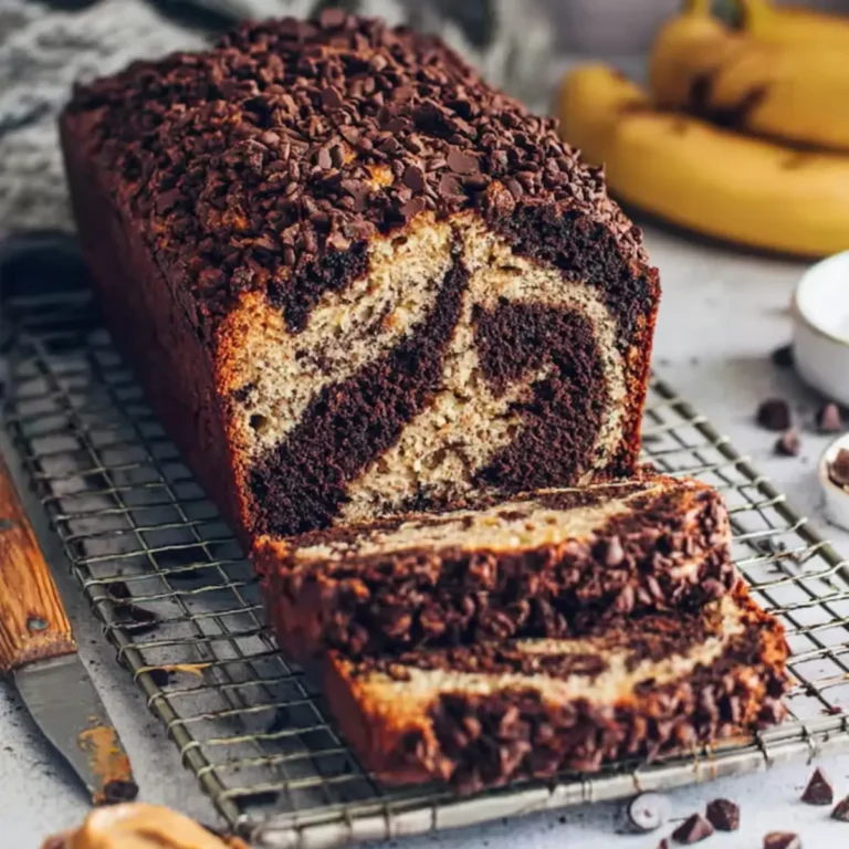 Veganes Marmor Bananenbrot mit Erdnussbutter
