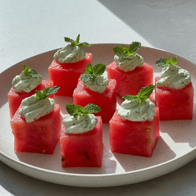 Wassermelonenstücke mit Minz Feta