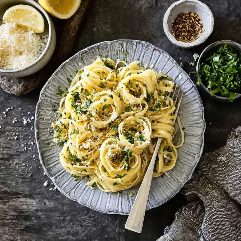 Zitronen Pasta mit Knoblauch und Parmesan