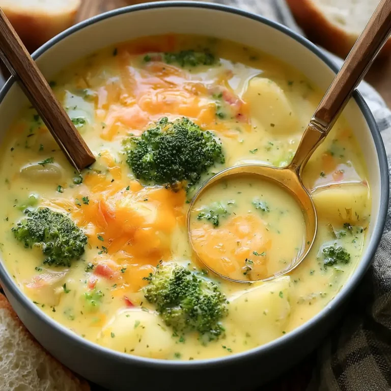 Brokkolisuppe mit Käse und Kartoffeln