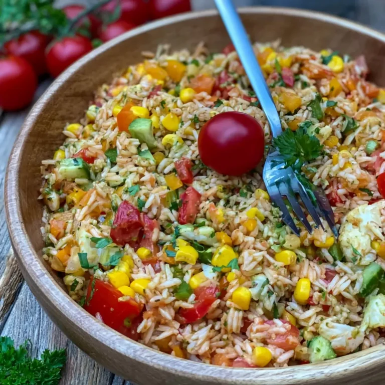 Bunter Reissalat mit Pesto Dressing