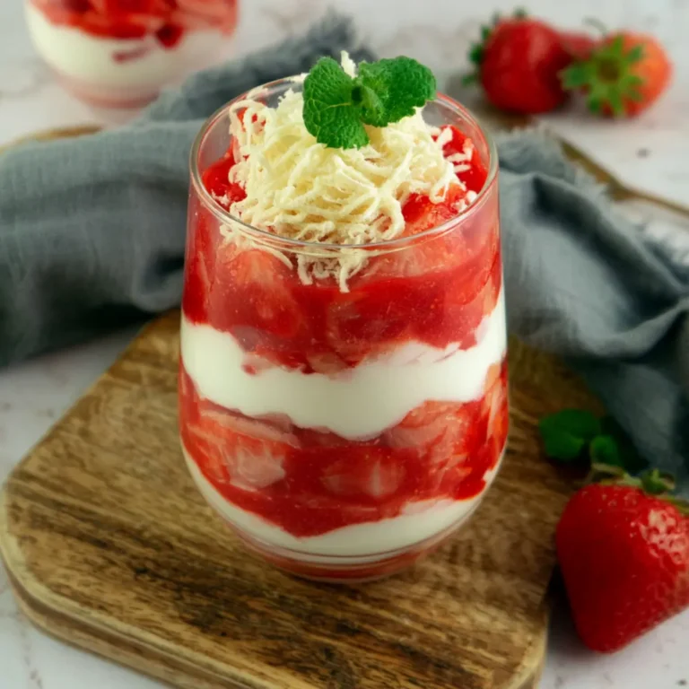Dessert im Glas mit Erdbeeren
