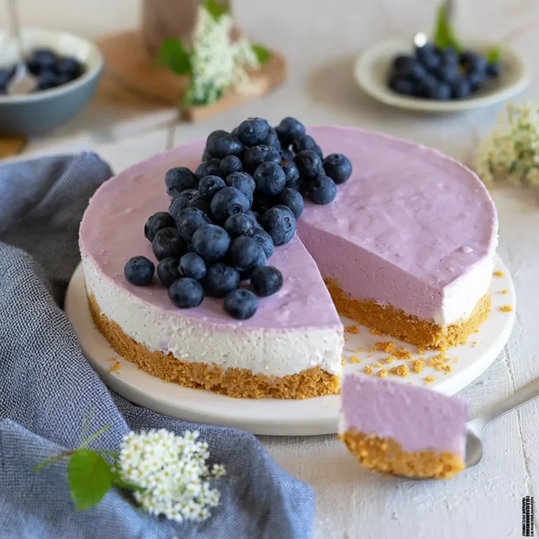 Heidelbeer Torte mit Butterkeksboden ohne Backen