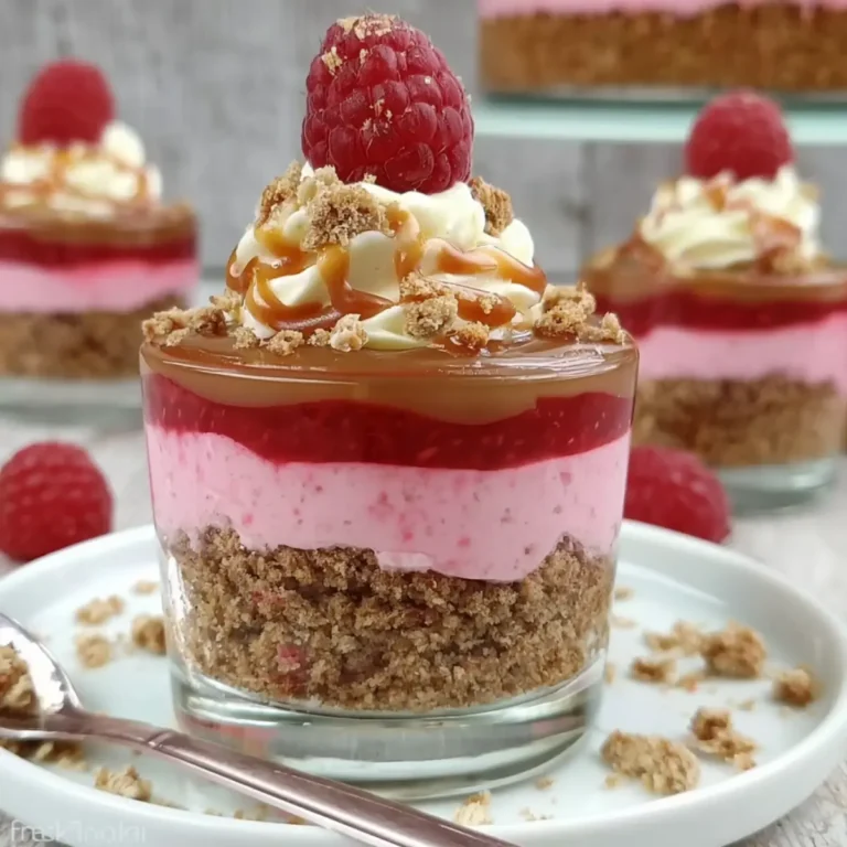 Himbeer Cheesecake mit Salzkaramell und zerstoßenen Digestive Keksen