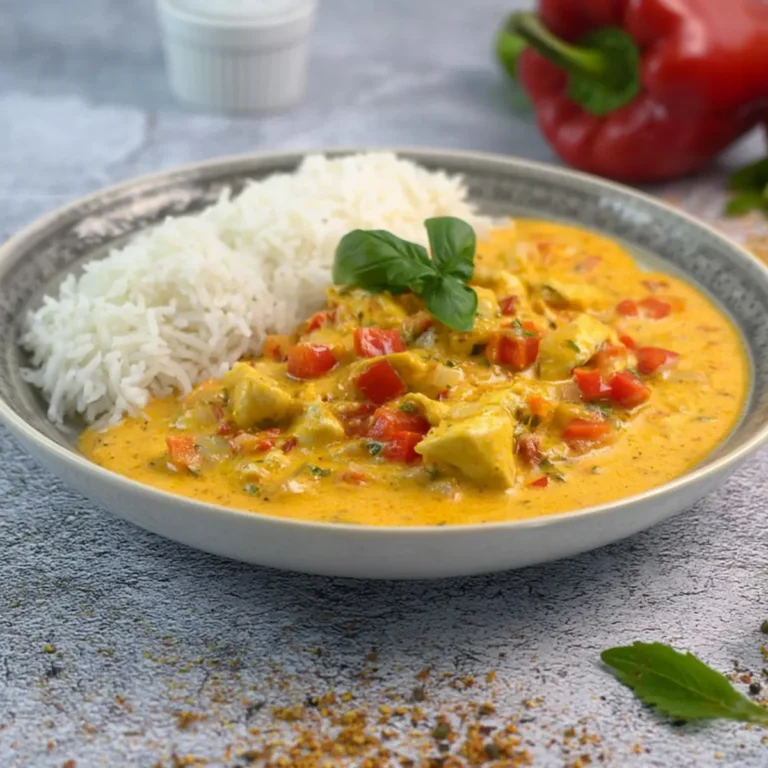 Paprika Hähnchen Geschnetzeltes mit Kokos