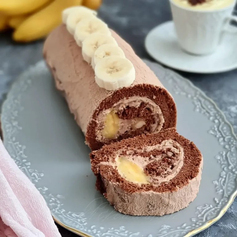 Schoko Bananen Biskuitrolle