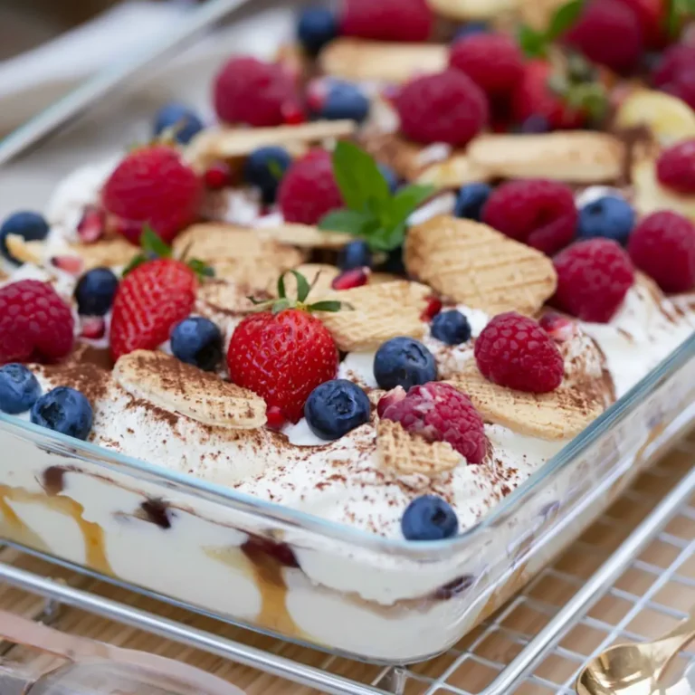 Schokokuss Nachtisch mit Quark und Beeren