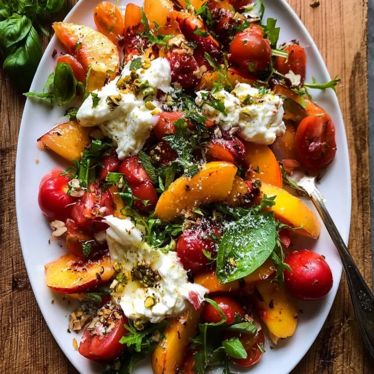 Tomaten , Pfirsich und Burrata Salat