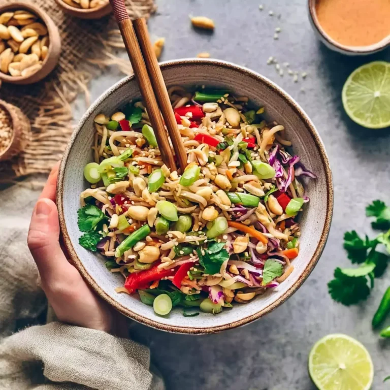 Asiatischer Nudelsalat mit Erdnusssauce