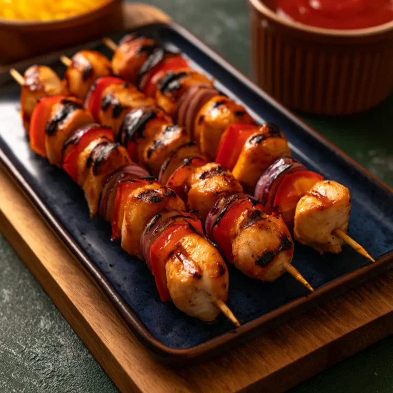 Grillspieße mit Hähnchen, Paprika & Zwiebeln