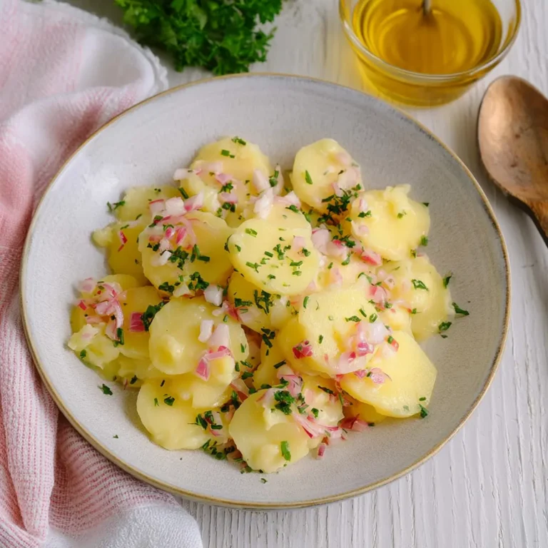 Kartoffelsalat mit Brühe, Essig und Öl