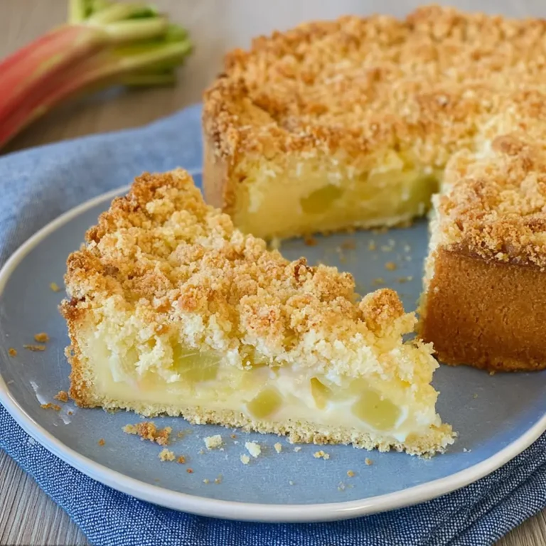 Rhabarber Pudding Streuselkuchen