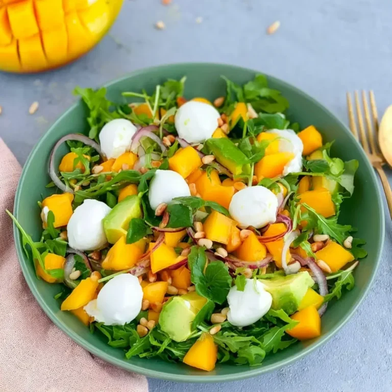 Rucola Mango Salat mit Pinienkernen
