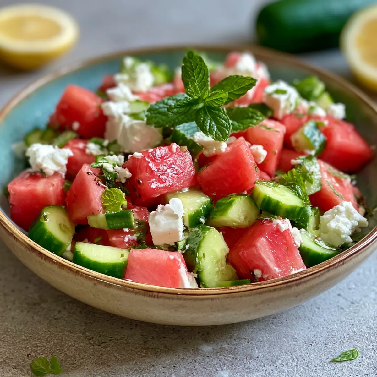 Wassermelone + Gurke + Feta Salat