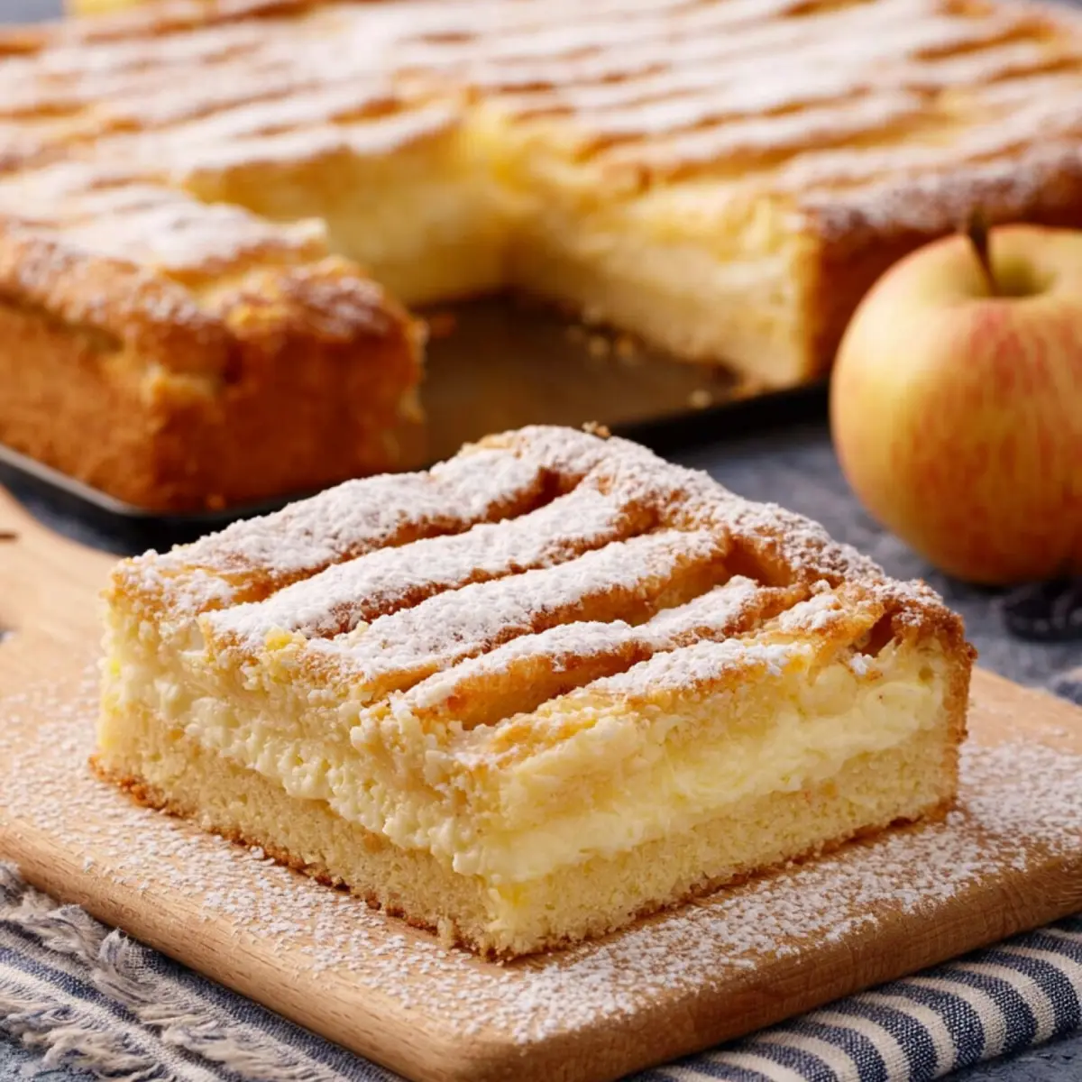 Apfelblechkuchen mit Pudding