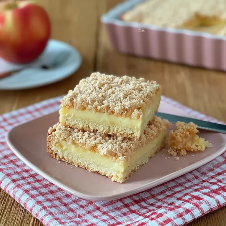 Apfelkuchen mit Pudding und Streuseln