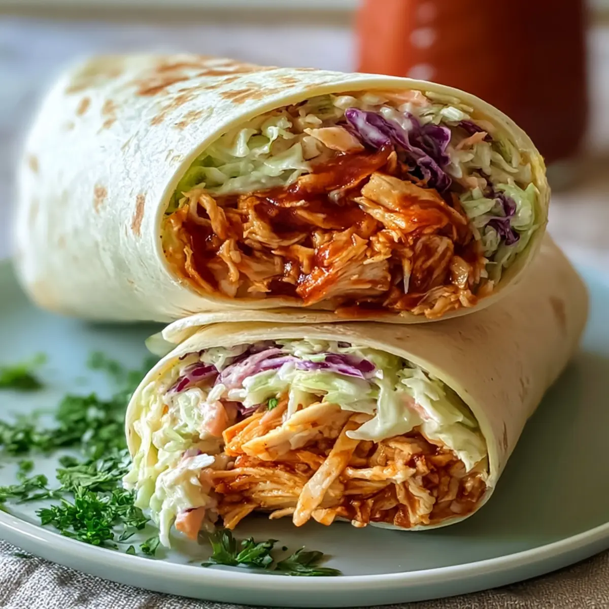 BBQ Hähnchen Coleslaw Wraps