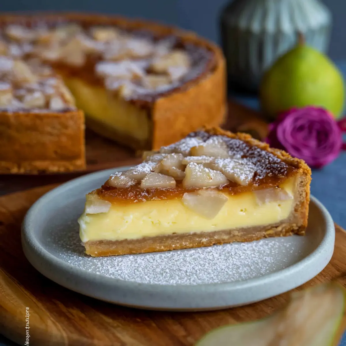 Birnenkuchen mit Pudding