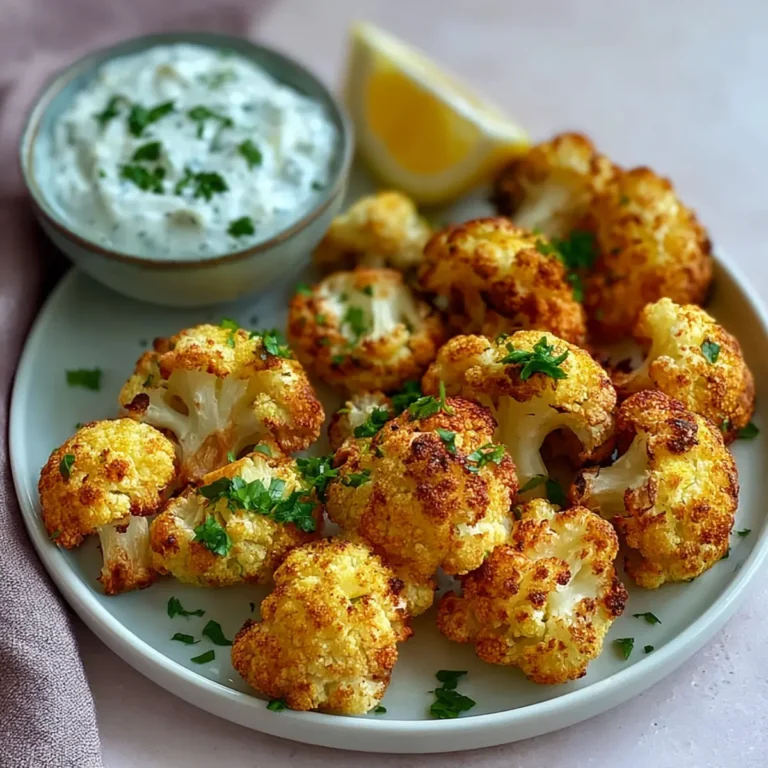 Blumenkohl Airfryer mit leckerem Kräuterquark