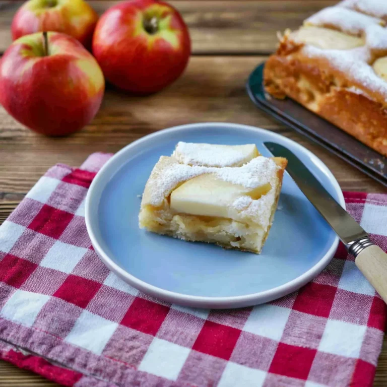 Gedeckter Apfelkuchen vom Blech