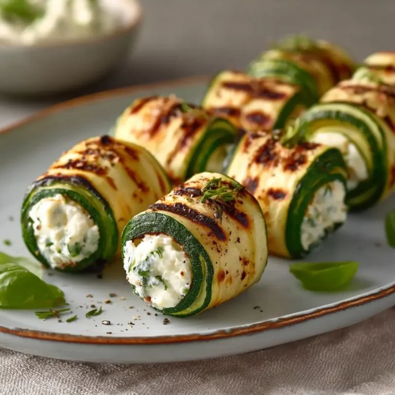 Gegrillte Zucchini Frischkäse Rollen