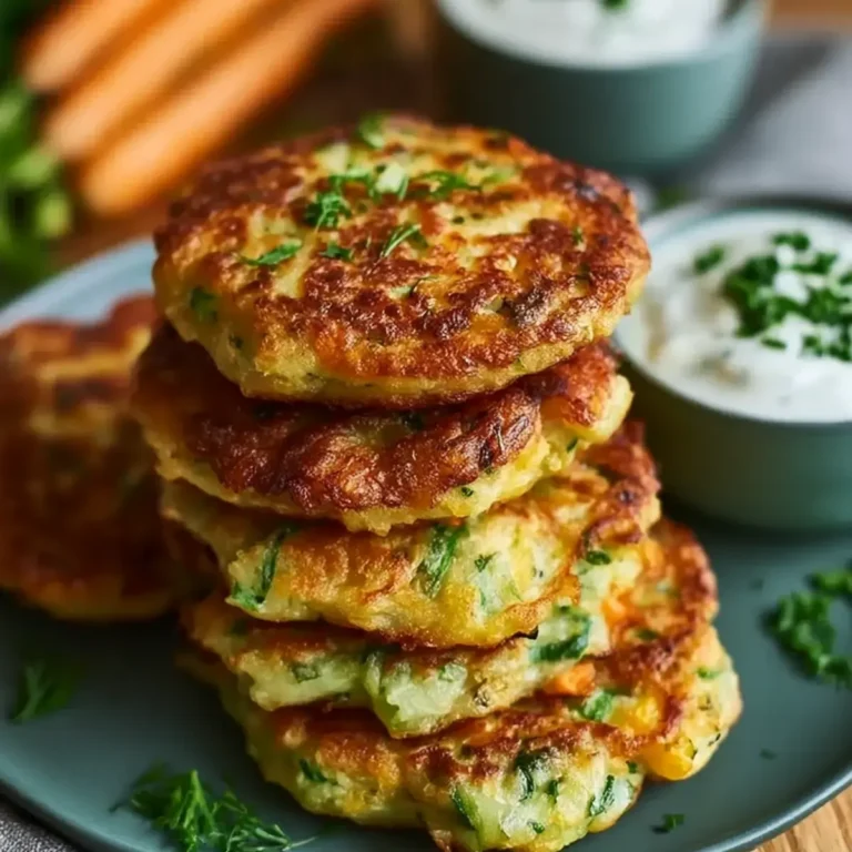 Gemüsepfannkuchen mit Kräuterdip