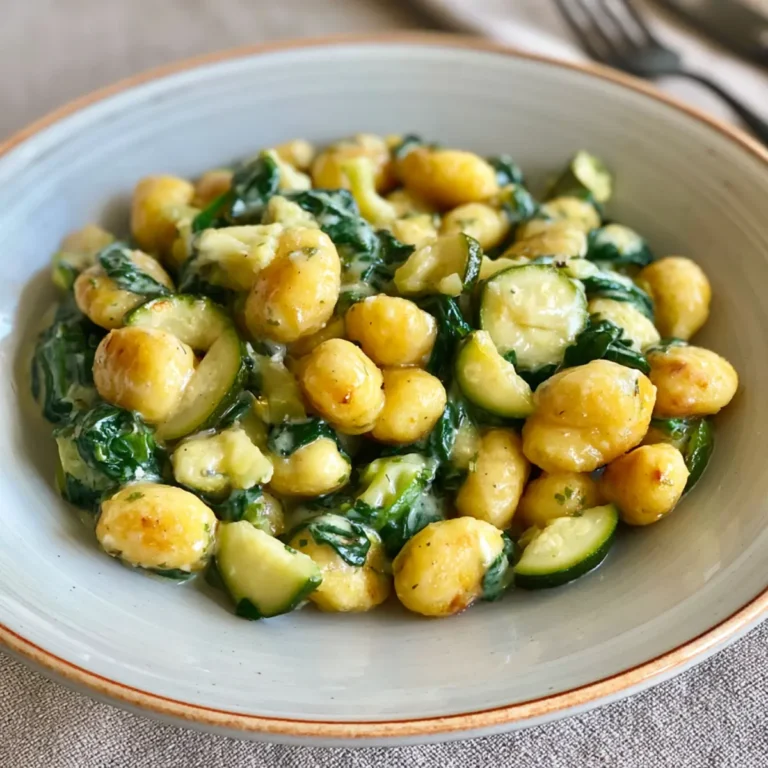 Gnocchi Pfanne mit Spinat und Zucchini