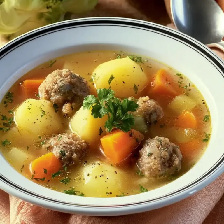Hackbällchensuppe mit Kohlrabi, Karotten und Kartoffeln